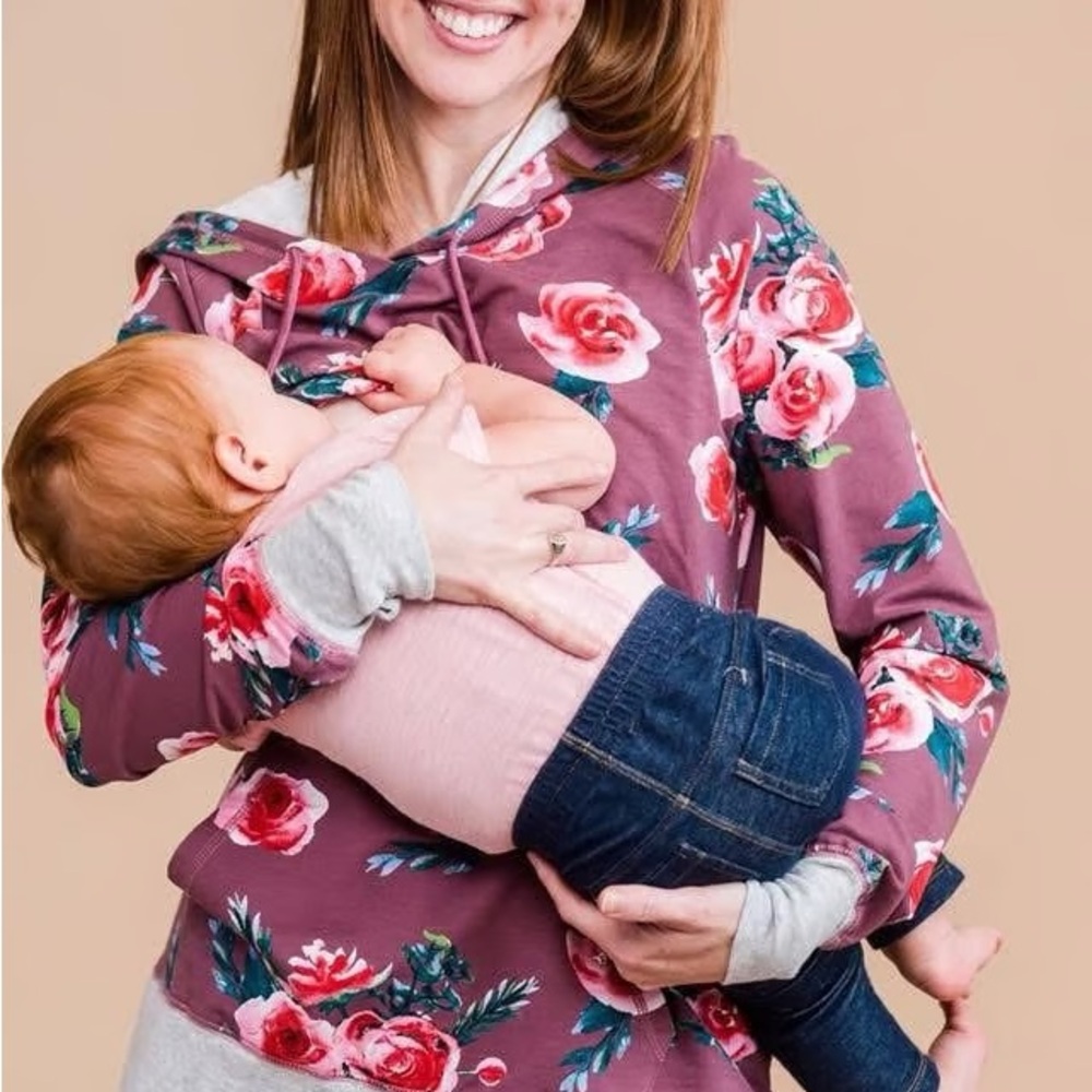Latched Mama Lightweight Nursing Hoodie in Floral Boysenberry